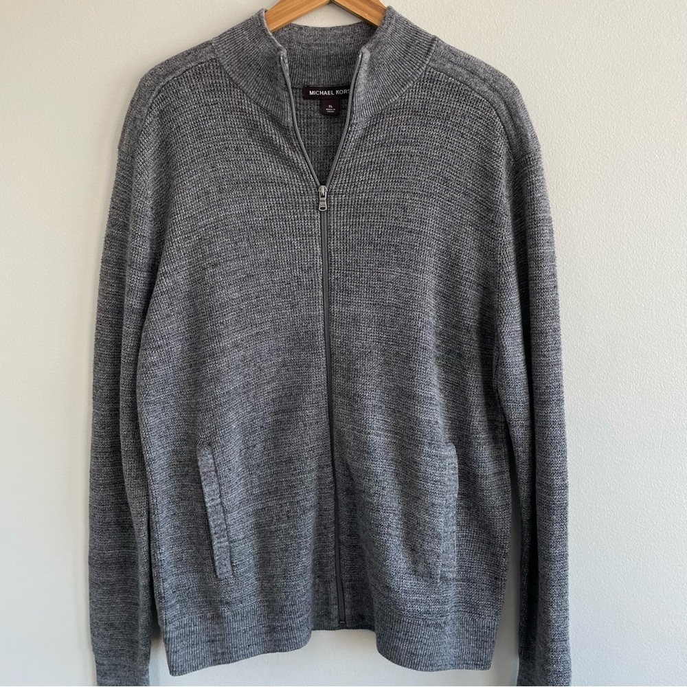 Michael Kors Men's Zip Front Sweater Size XL Gray